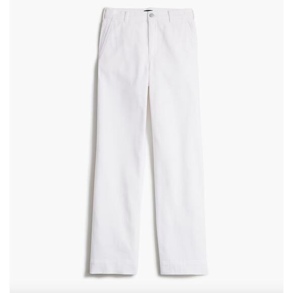 J.Crew White Drapey Denim Trouser Wide Leg White Jean High Waisted US 35 NWT - Picture 2 of 11